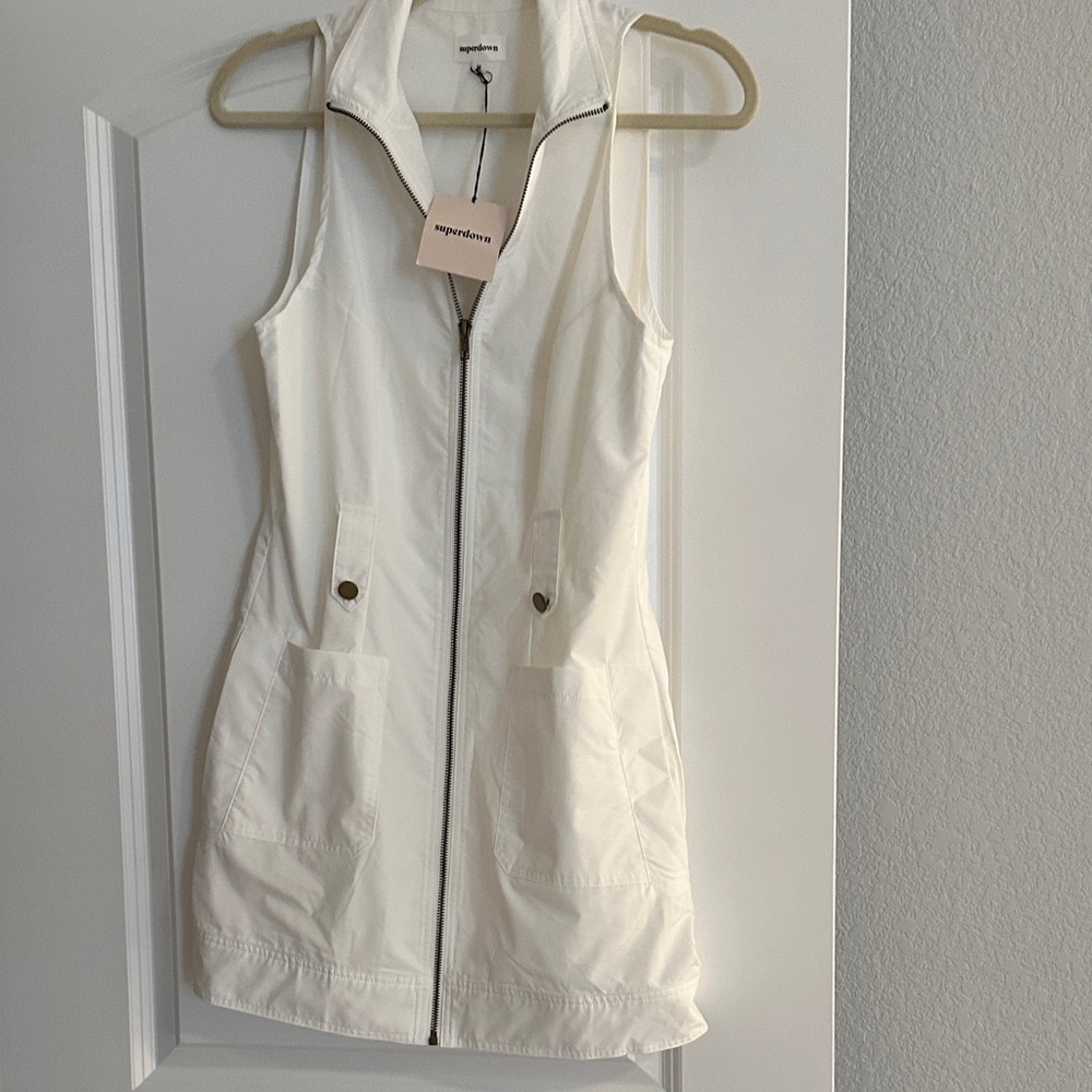 Superdown White Zip-Up mini dress